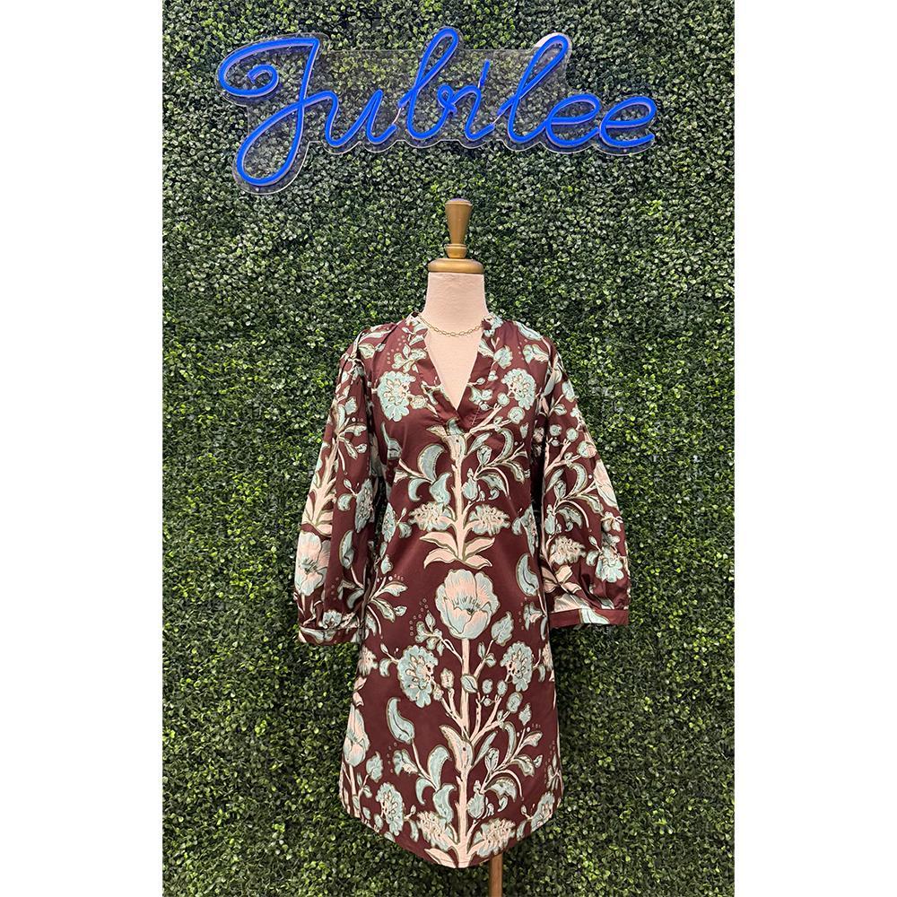 Chocolate Blooms Mini Dress