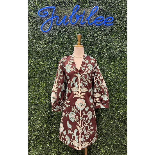 Chocolate Blooms Mini Dress