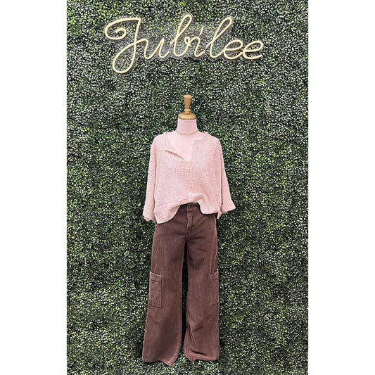 Brown Corduroy Wide Leg Pants