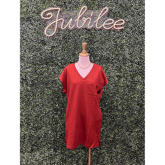 Lana Cinnamon V-Neck Mini Dress