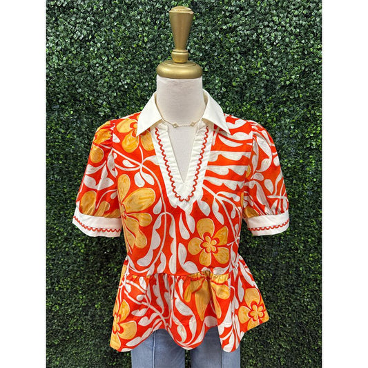 Winnie Orange Print Top