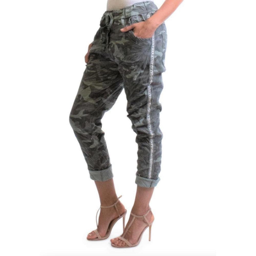 Catrina Olive Camo Cropped Pants