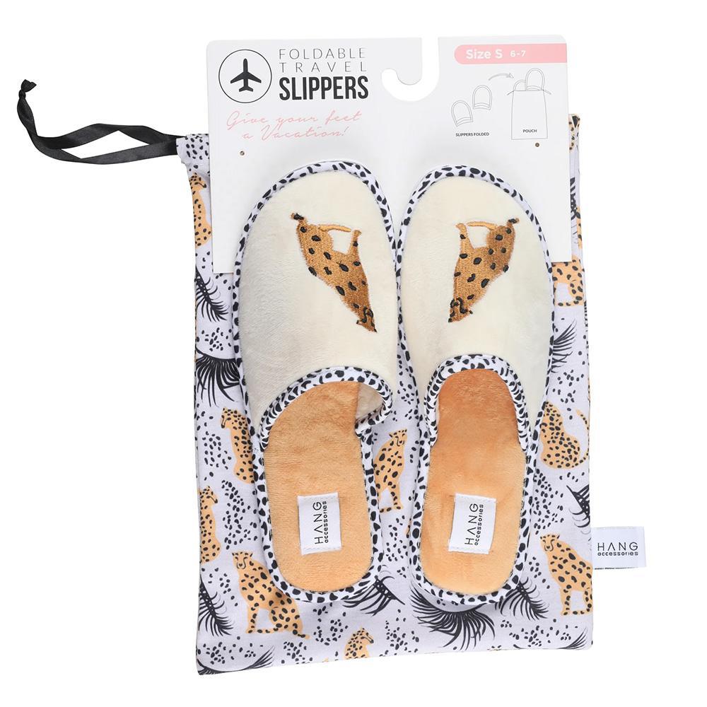 Cheetah Travel Slippers & Pouch