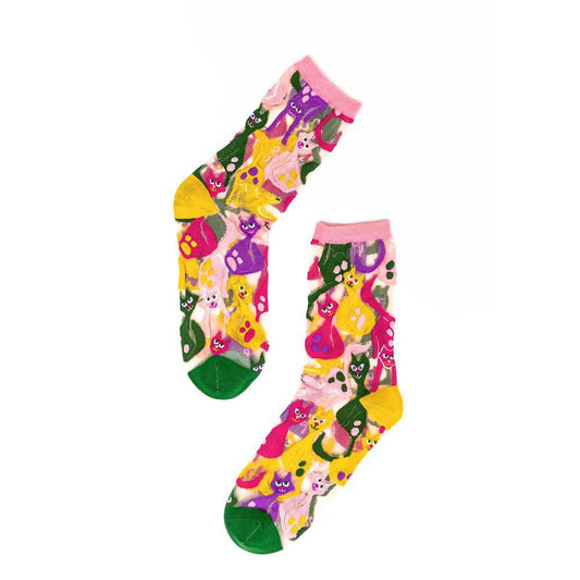 Dopamine Cats Sheer Crew Sock