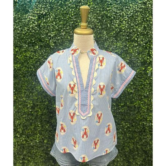 Ava Lobster Detail Striped Top