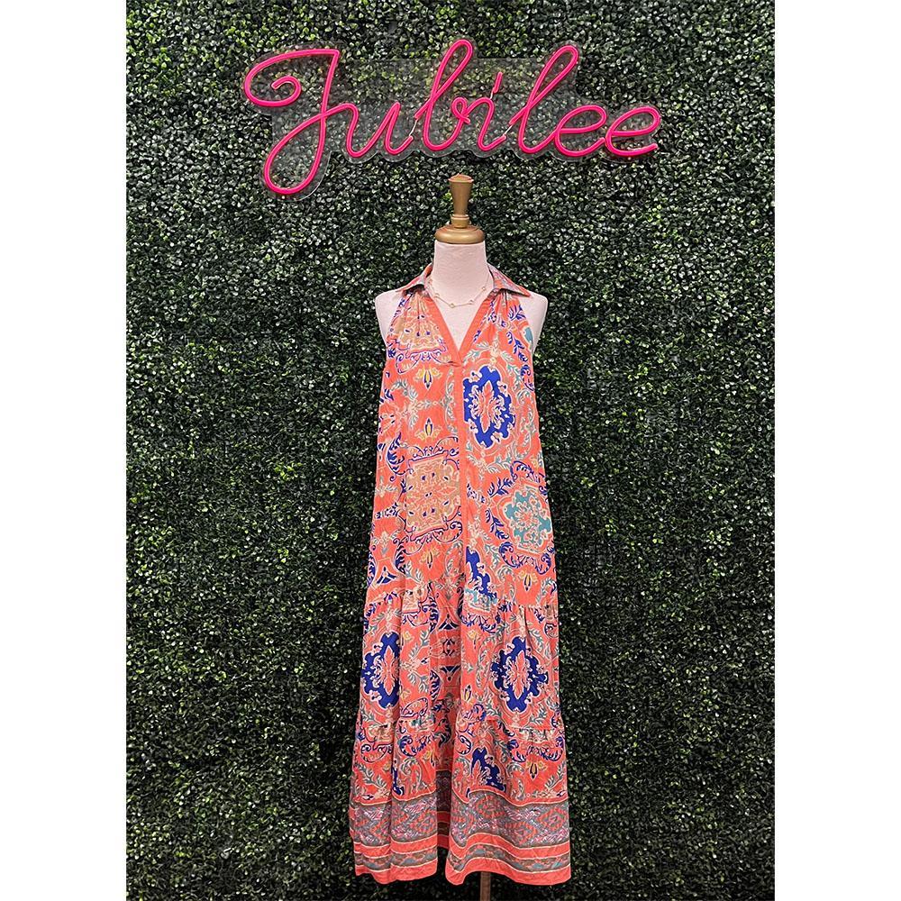 Kiki Coral Mix Midi Dress