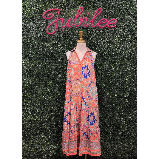 Kiki Coral Mix Midi Dress