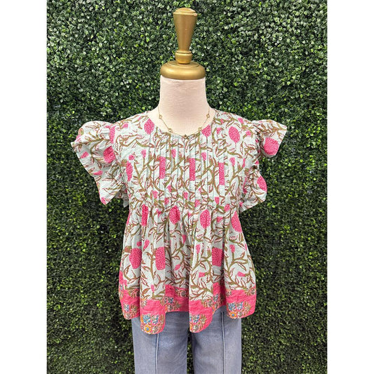 Ale Mint Flutter Sleeve Top