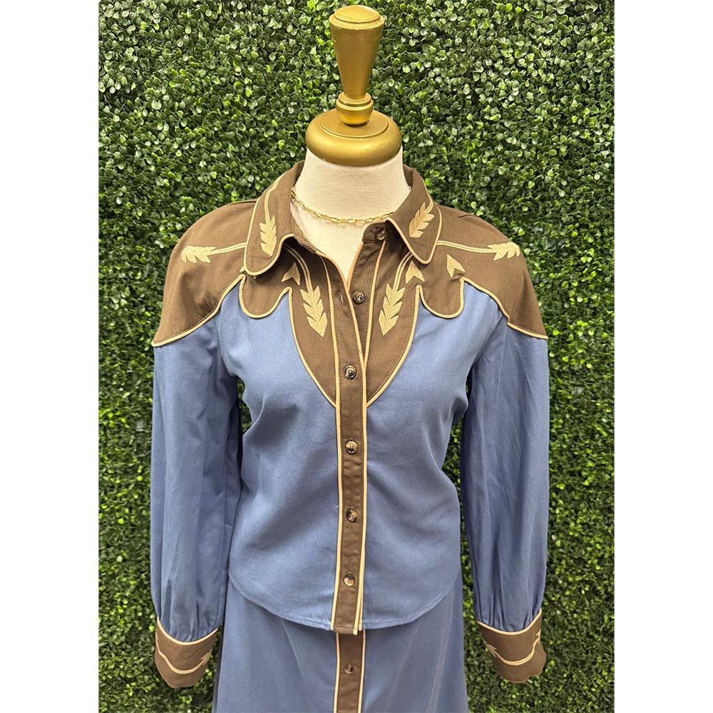 May Pearl Brown/Denim Long Sleeve Top
