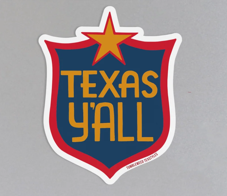 Texas Y'all Shield Sticker