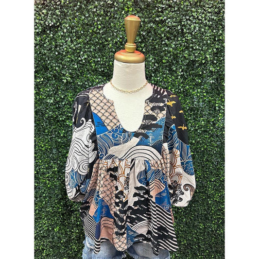 Anjou Night Flight Cotton Gauze Top