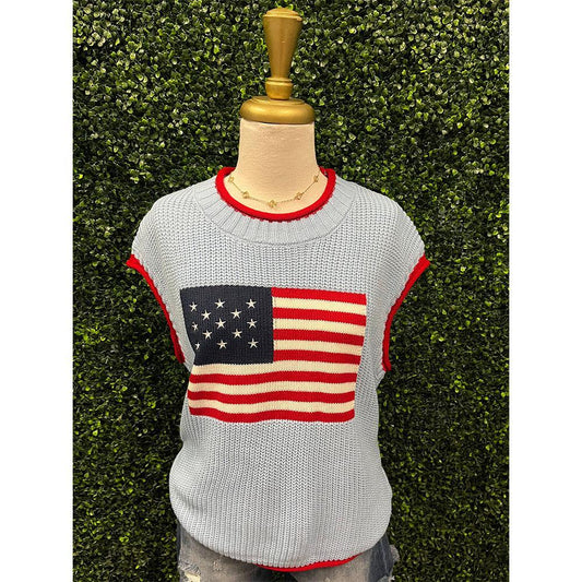 America Baby Blue Flag Top
