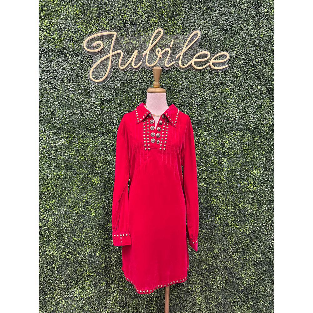 Cecilia Cranberry Velvet Tunic Dress