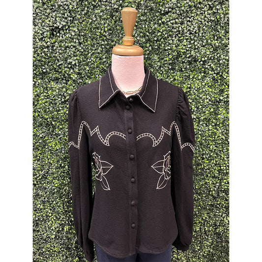 Kayce Rose-Embroidered Button Down