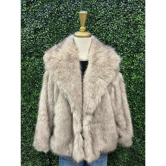 Tatii Tan Two Tone Faux Fur Jacket
