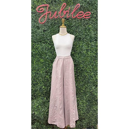 Grey Wide Leg Linen Pants