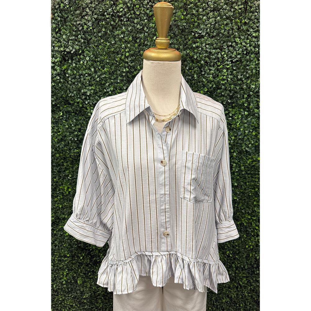 Bianca Baby Blue Elbow Sleeve Top