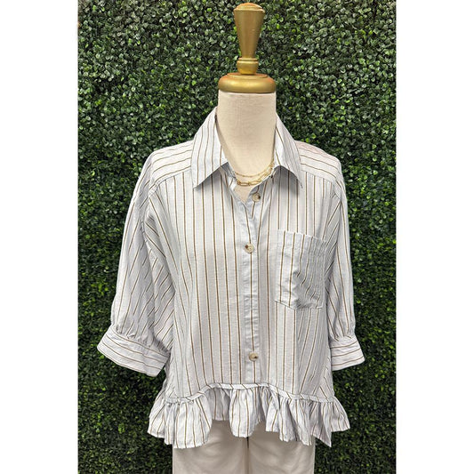 Bianca Baby Blue Elbow Sleeve Top