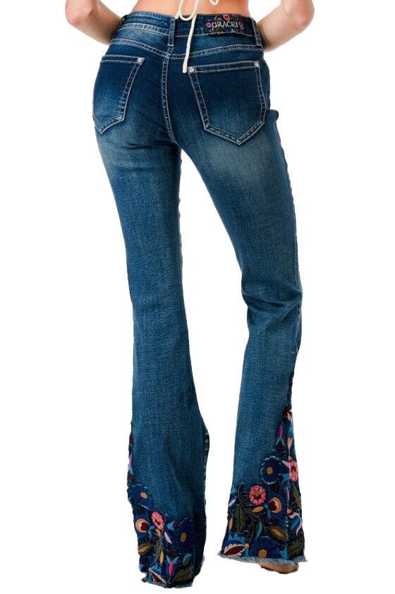 Floral Embroidered Flare Grace In LA Jeans