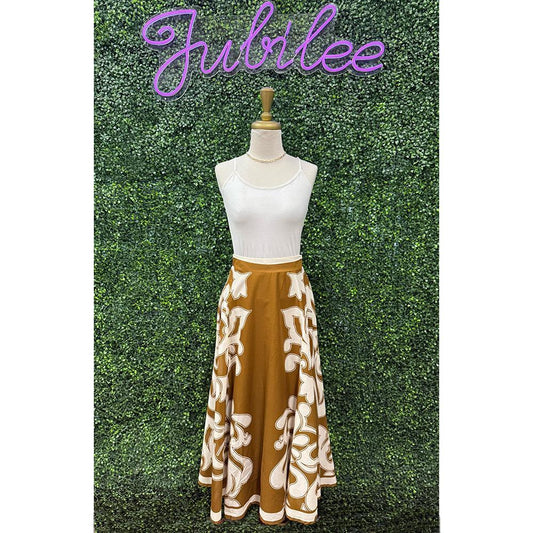 Celeste Brown Printed Circle Skirt
