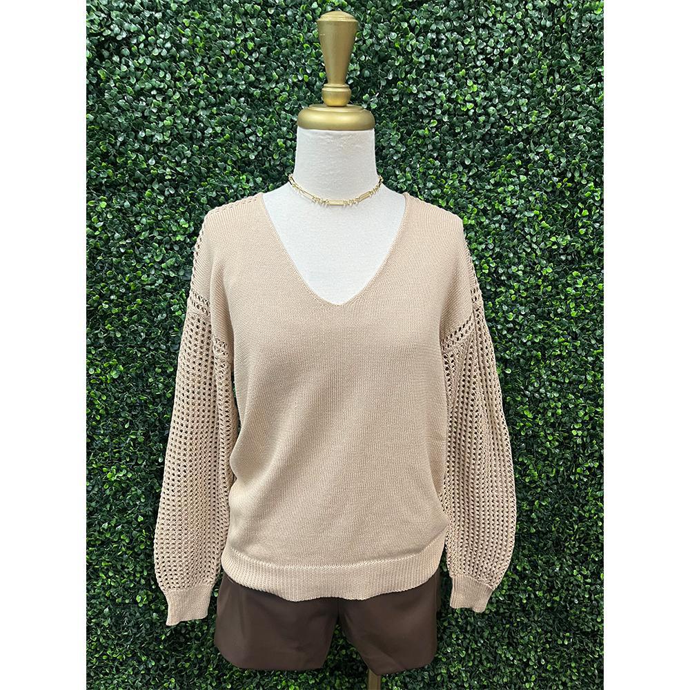 Sand Long Sleeve Knit Top