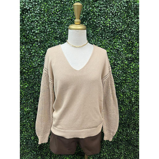 Sand Long Sleeve Knit Top