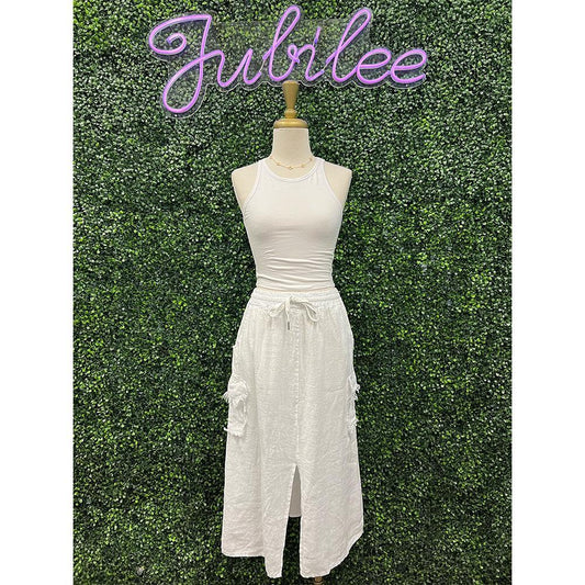 Whitley White Linen Pocket Skirt
