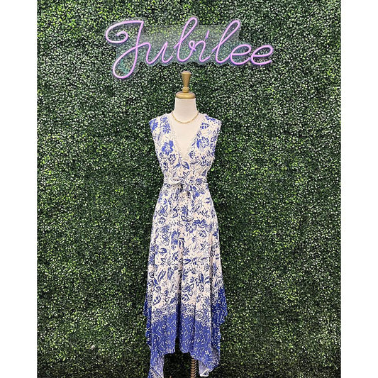 Amelia Blue Floral Print Dress