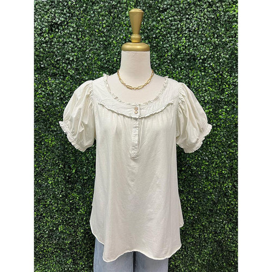 Simora Ecru Ruffled Top