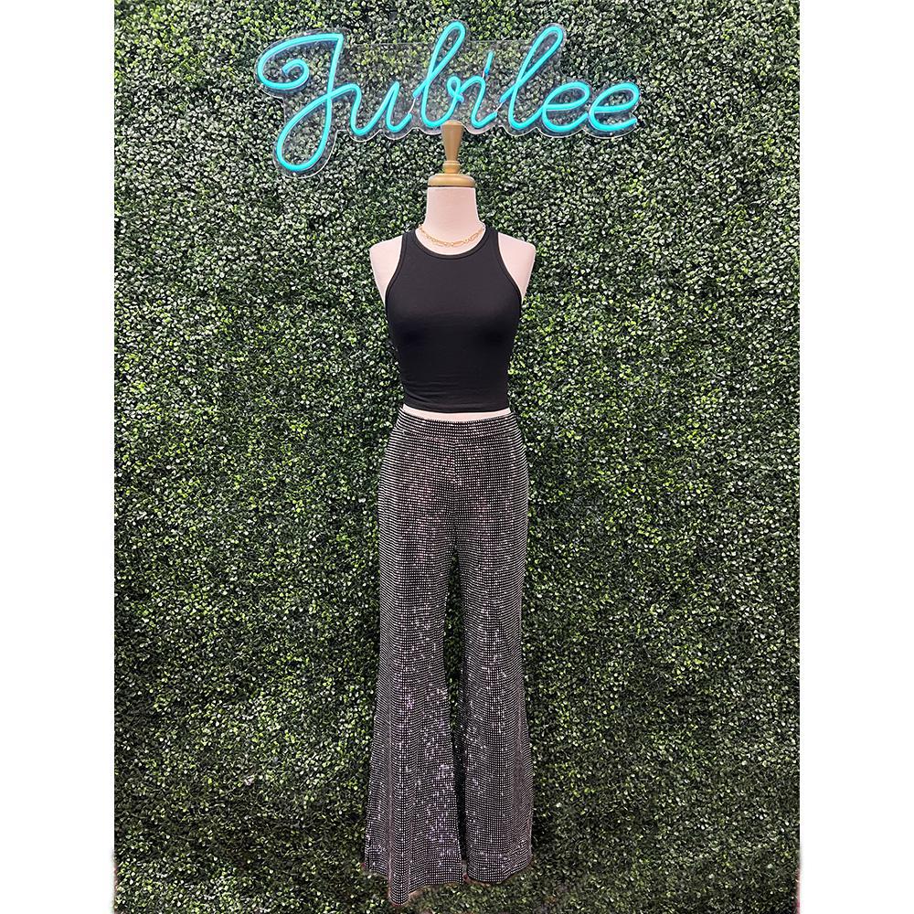 Gabriella Silver Jeweled Disco Pants