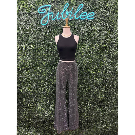 Gabriella Silver Jeweled Disco Pants