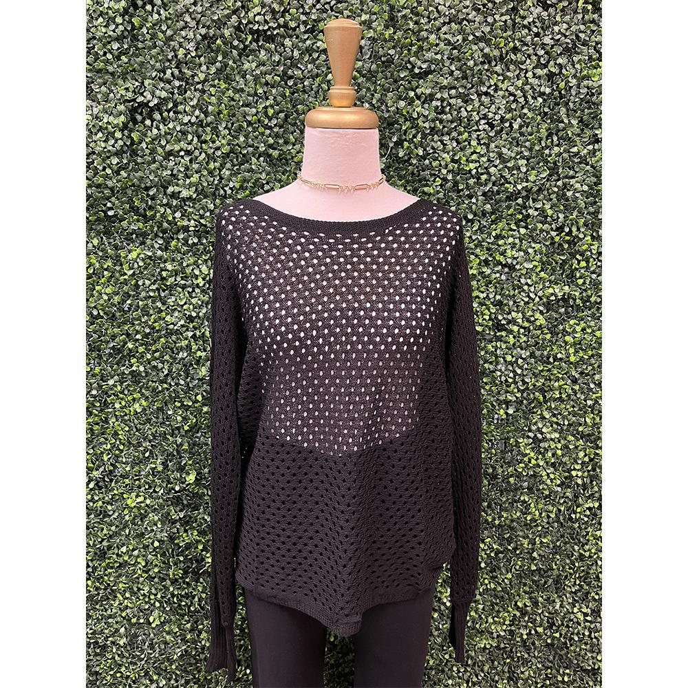 Black Eyelet Knit Sweater