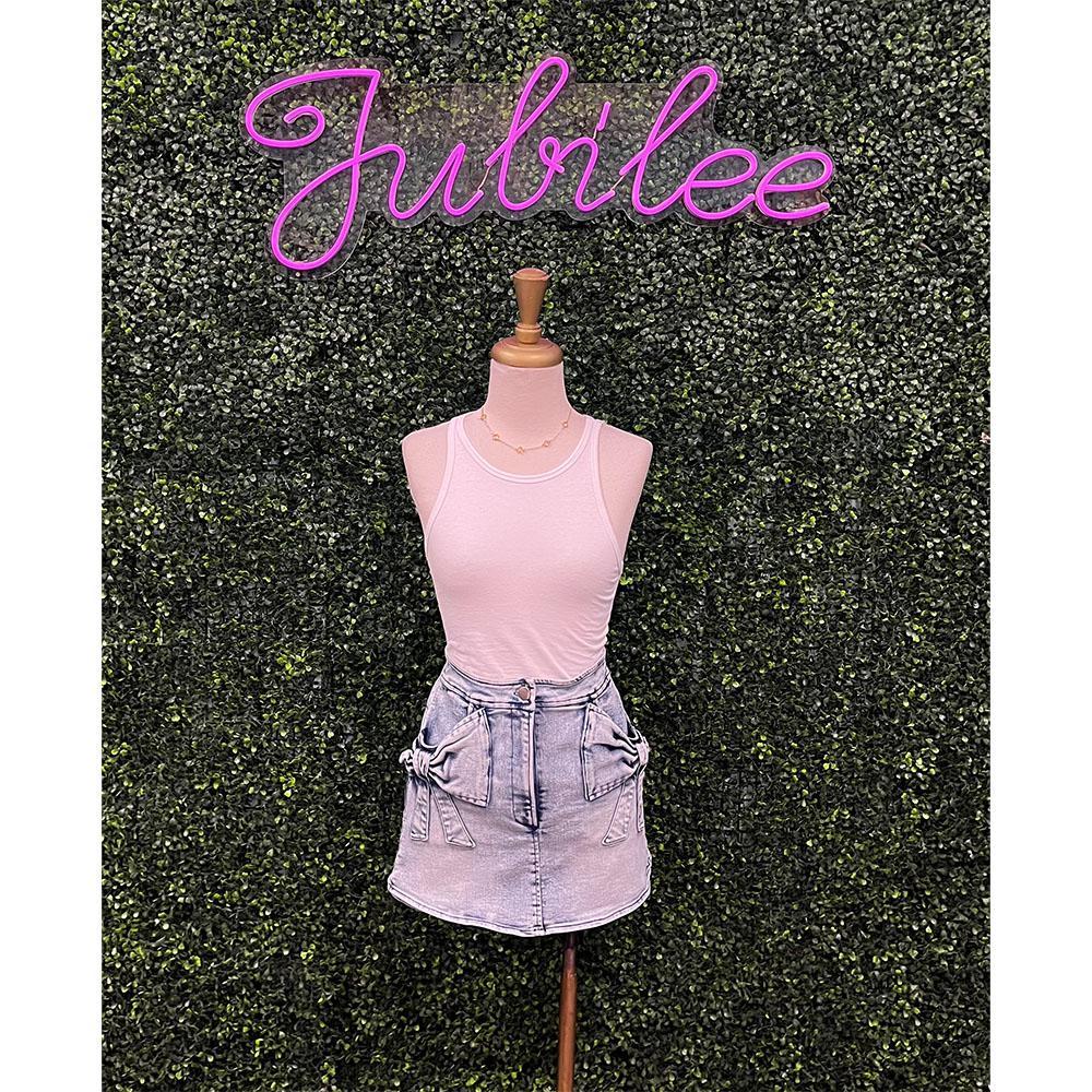 Demi Bow Light Wash Skort