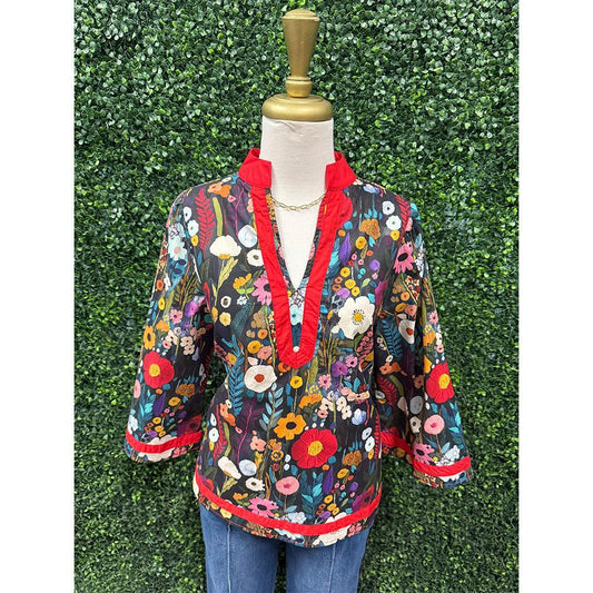 Phoebe Red Floral Mix Top