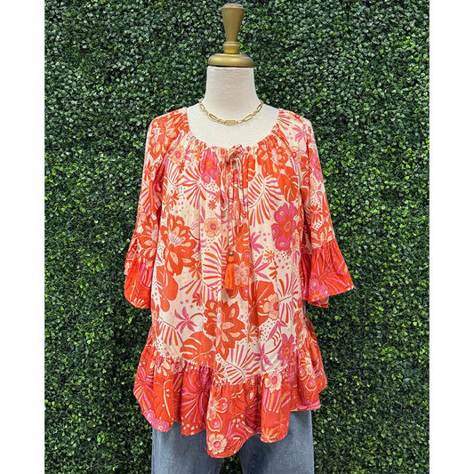 Shandy Ivory Peach Top With Tassels