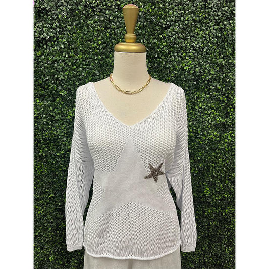 White Riverlee Crochet Sweater