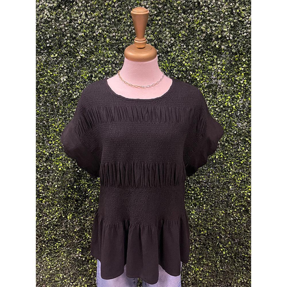 Lucia Black Scalloped Top