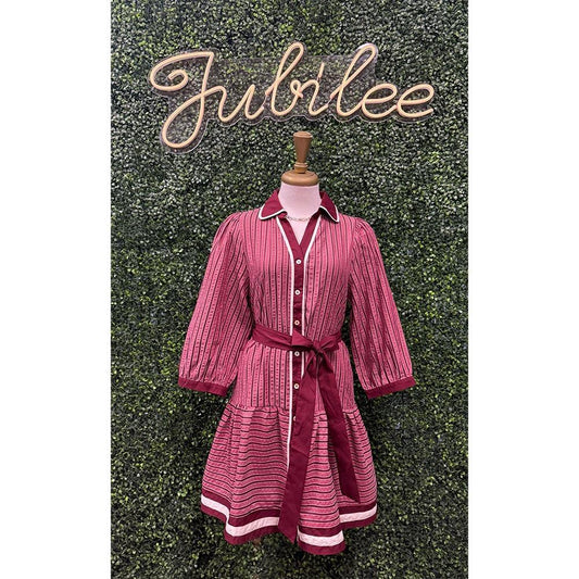 Macie Burgundy Stripe Dress