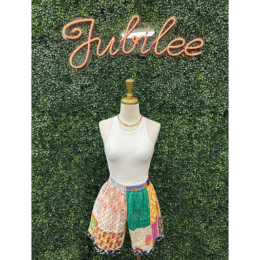 Reversible Kantha Shorts - One of a Kind Patterns