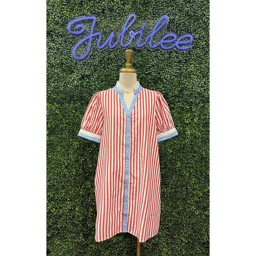Amari Red Stripe Shift Dress