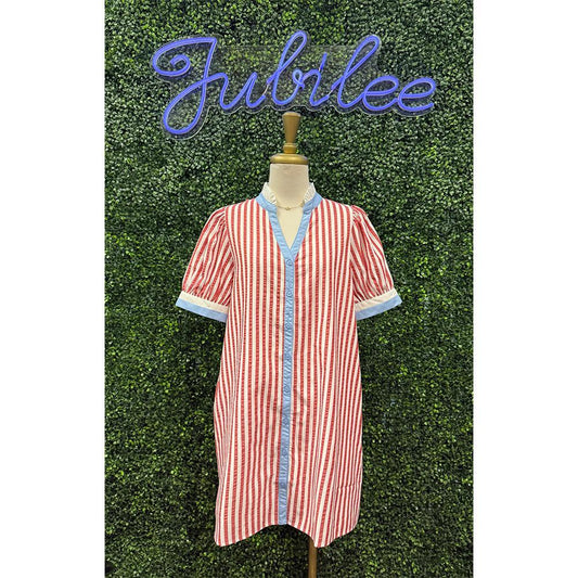Amari Red Stripe Shift Dress