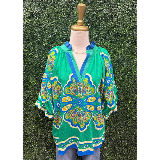 Bohemian Blue Green Top