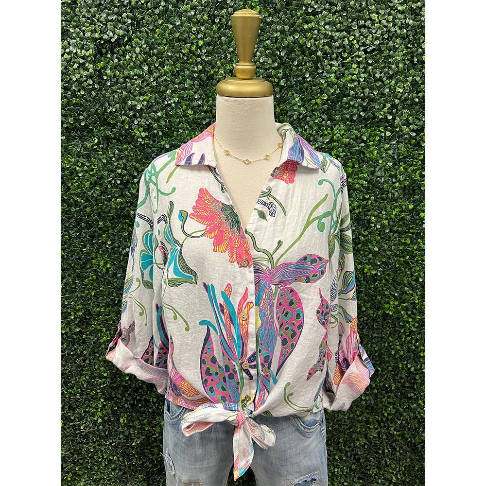 Shelly Floral Front Tie Top