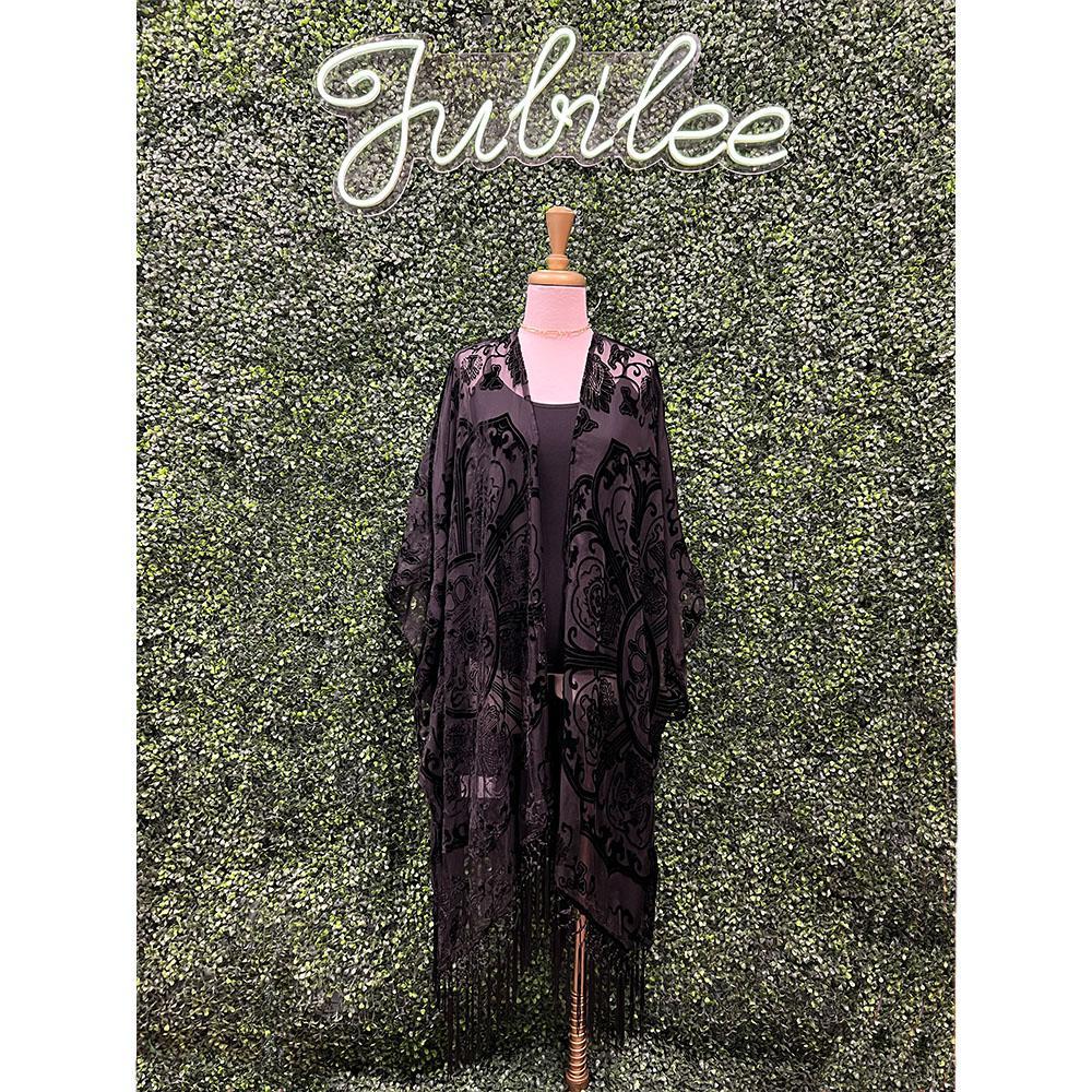 Black Velvet Burnout Kimono