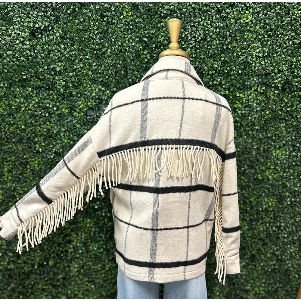 Hunter Plaid Fringe Jacket