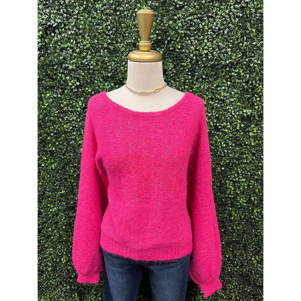 Fuschia Back Bow Detail Sweater