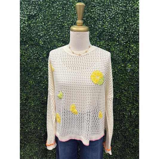 Citrus Mesh Sweater Top