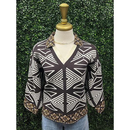 Siobhan Espresso V-Neck Sweater