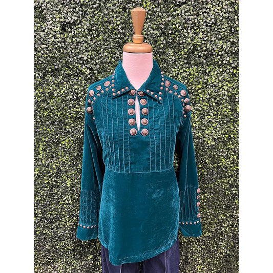 Adaline Teal Velvet Tunic Top