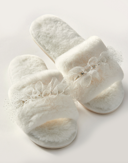 Bridal Bling Plush Slippers
